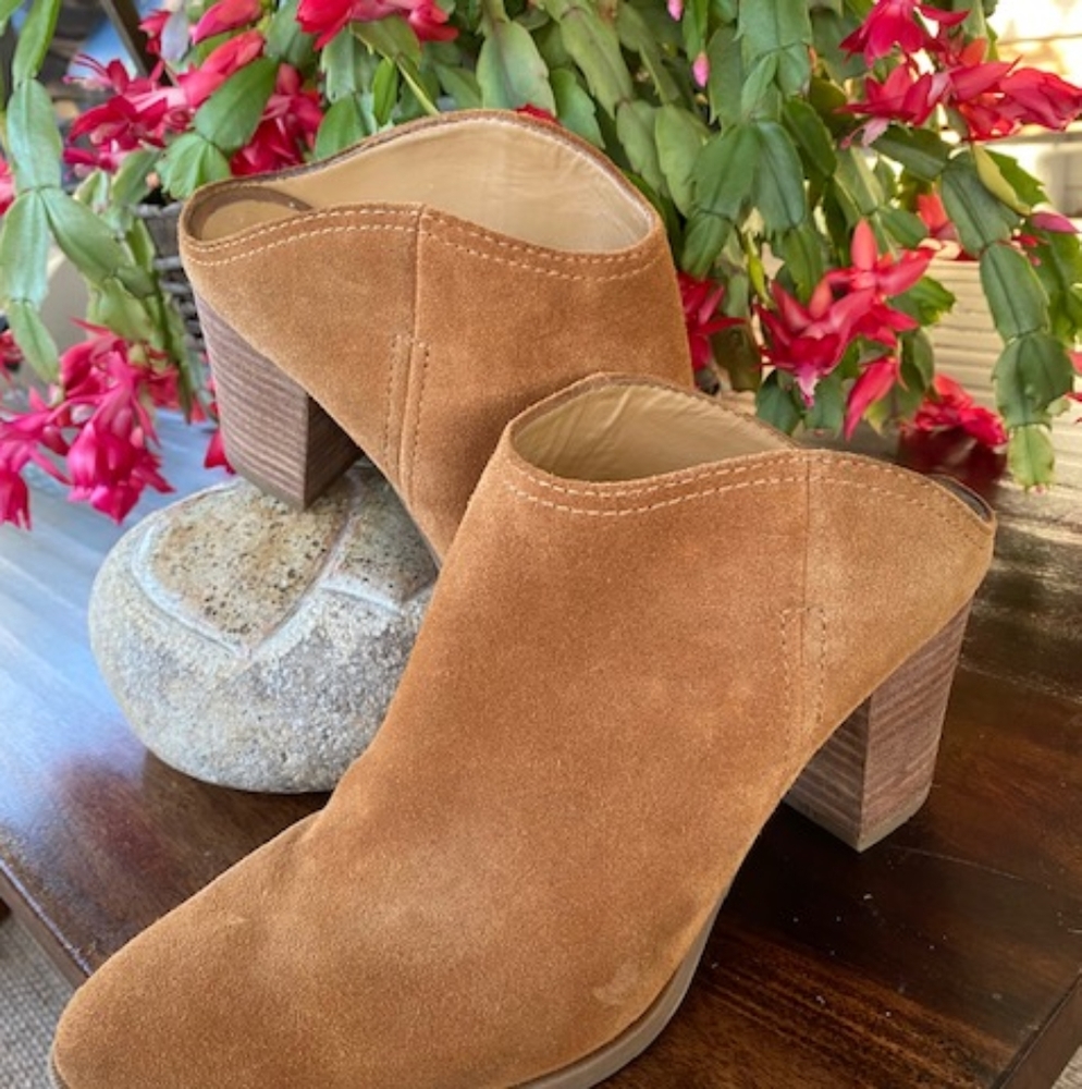 Franco Sarto Suede Tan Open Heel size 11